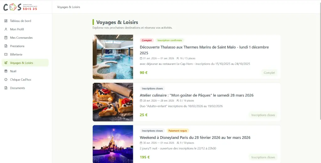 Capture d'écran du projet COS SDIS 35