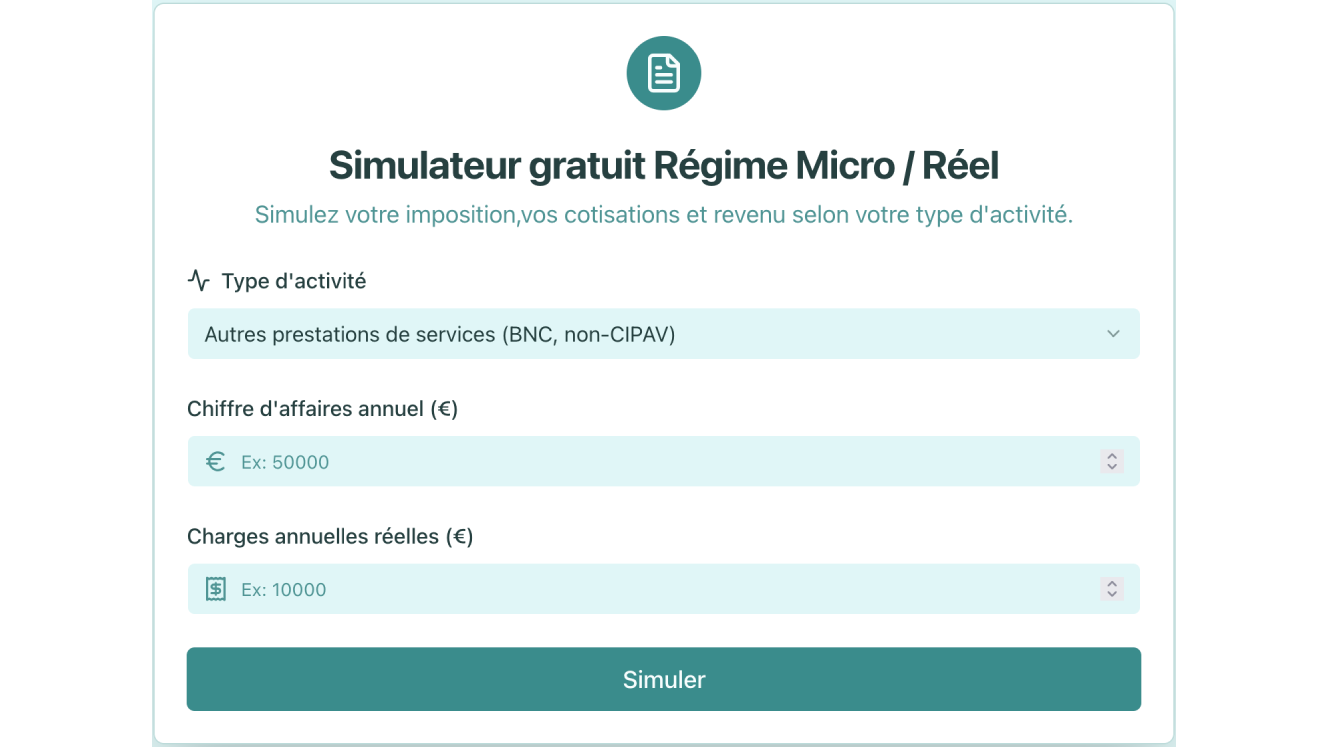 Capture d'écran du projet Simulateur de régime Micro/Réel
